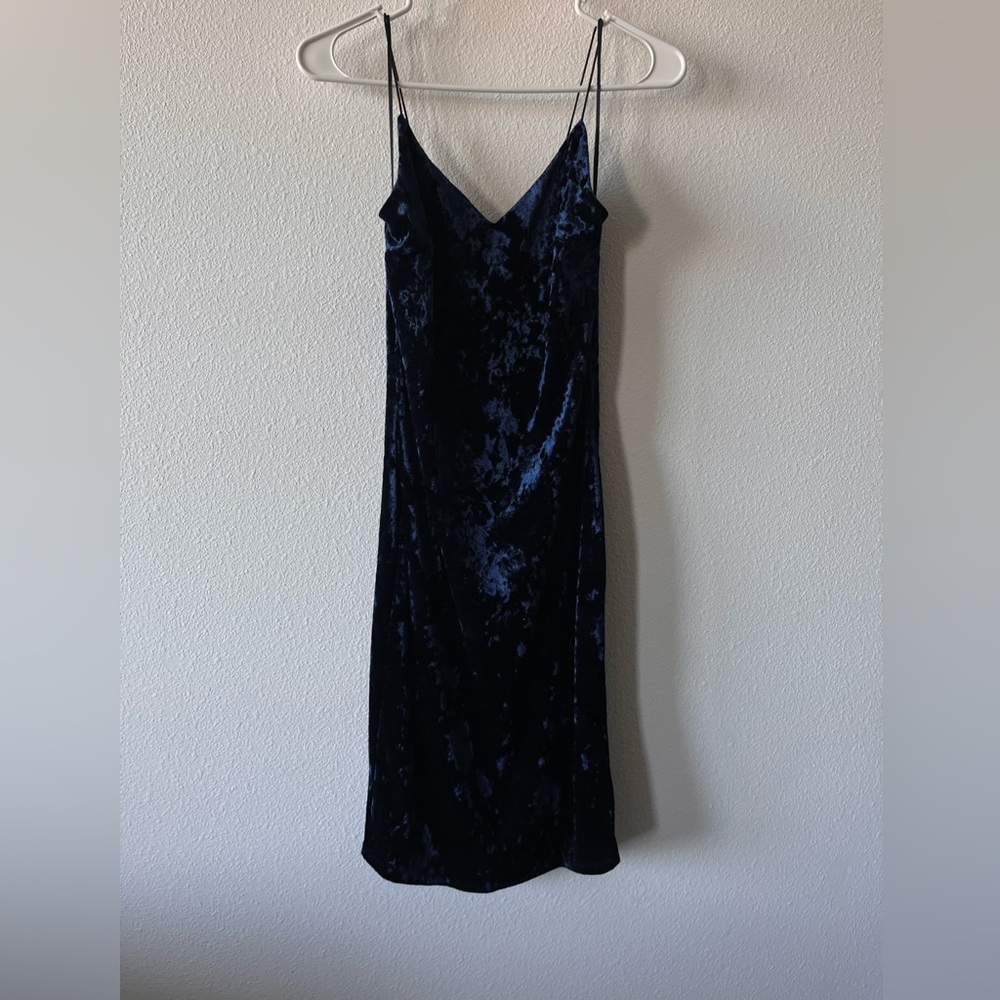 New, never worn, Suede navy blue dress
